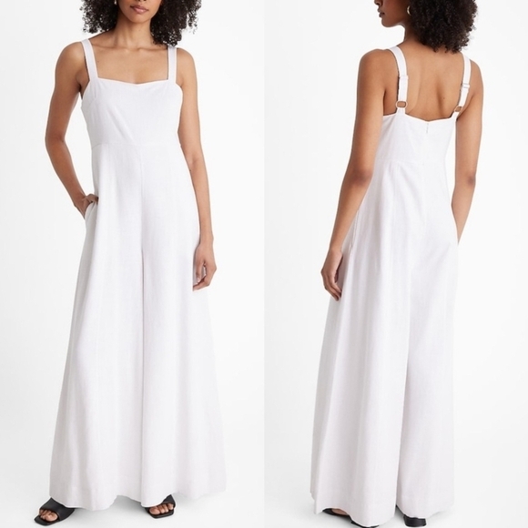 Express Whit Linen Jumpsuit, Size S - Picture 1 of 5